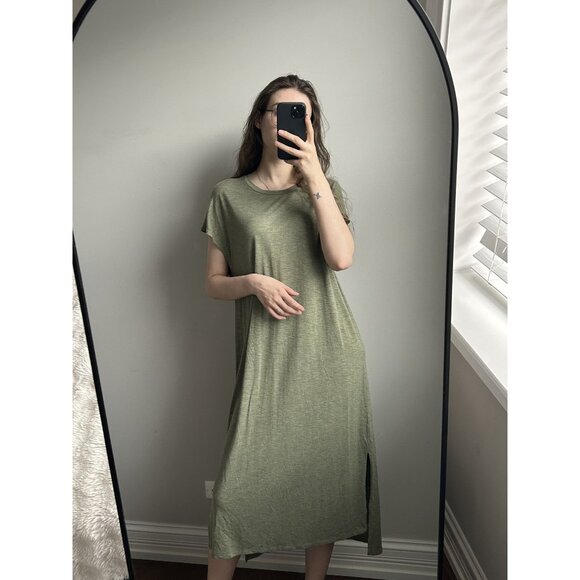 Madewell Olive Midi Shirt Dress – Button Front Utility Chic Minimalist Modern Of - Picture 4 of 6